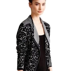 Anthropologie Moth Jacquard Asymmetrical Moto Zip Lace‎ Jacket Sz M